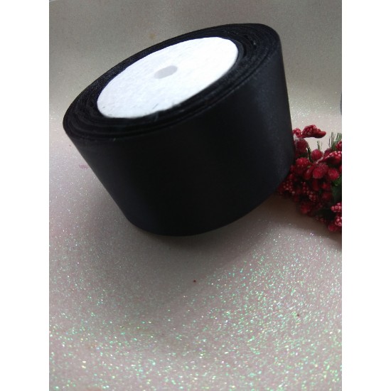 Ленты атласные однотонные 5 см (цв. черный), цена за 5 м